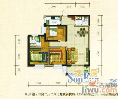 金城家园3室0厅1卫122.5㎡户型图