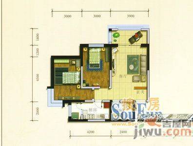 弘业大厦3室2厅1卫91.8㎡户型图