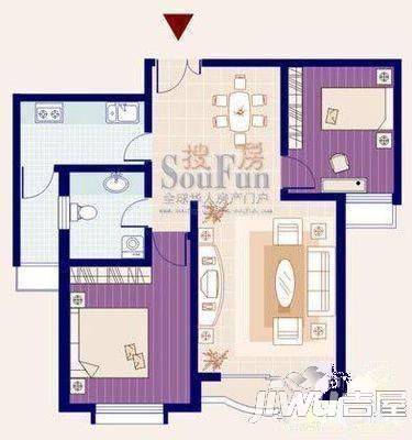 辰北花园2室2厅1卫91㎡户型图