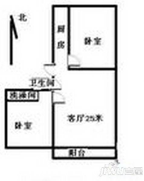 辰北花园2室2厅1卫91㎡户型图