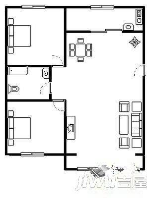 辰北花园2室2厅1卫91㎡户型图